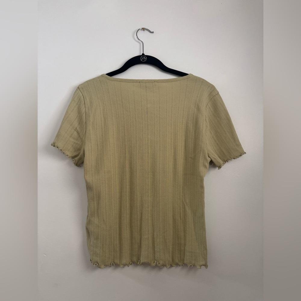 NWT J. Crew Pale Yellow Pointelle short sleeve knit cardigan sz M - Picture 6 of 9